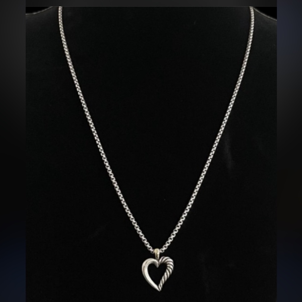 Elegant David Yurman Silver Heart Pendant Necklace